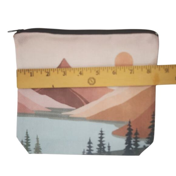 Mountain Sunset Landscape Cosmetic Bag - Vintage Nature Design 8x7 - Picture 10 of 12